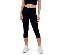 SES Leggings Capri para mujer de algodón 32-34 hasta 56-58/opacos para mujer, mallas capri elásticas, 3/4 de largo, algodón, con ajuste perfecto, Negro , 56-58