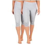 SES Leggings Capri para mujer, paquete de 2 unidades, de algodón/opacos para mujer, mallas capri elásticas, 3/4 de largo, algodón, con ajuste perfecto, gris, 34-36