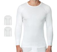 SES Pack de 2 camisetas de manga larga para hombre, de algodón y poliéster de alta calidad, para hombre como camiseta interior o de dormir de manga larga, Blanco, XXXL