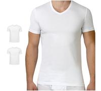 SES Pack de 2 camisetas interiores de manga corta para hombre con cuello en V, Blanco, L