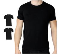 SES Pack de 2 Camisetas Interiores para Hombre Con Cuello Redondo S - XXL/Basic Tshirt 95% Algodón 5% Elastano/Ajustado, Manga Corta, Color Blanco