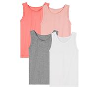 SES Pack de 4 camisetas interiores para niña de 100% algodón en 4 colores 92 - 182, cómodas camisetas interiores para niñas/rosa y gris, camisetas interiores para niñas/niños, Paquete de color, 140