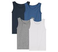 SES Pack de 4 Camisetas Interiores para Niños 92-182 en Blanco y Color - Algodón, Sin Mangas, Azul y Gris