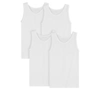SES Pack de 4 camisetas interiores para niños 92-182 en blanco y color/camisetas interiores para niños de algodón/camiseta interior sin mangas para niños/azul y gris camiseta para niño, Blanco, 140