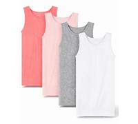 SES Pack de 4 camisetas interiores sin mangas de algodón para niñas, Rosa y Gris, Talla única (152), Cuello redondo, Ajuste delgado, Comodidad diaria