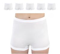 SES Pagenschlüpfer Damen 5er Pack 36-38 bis 64-66 weiß - 100% Baumwolle, Kochfest bis 95°C - Hohe Taille & weiche Bündchen - Atmungsaktiver Damen Schlüpfer mit Bein, Blanco, 64-66