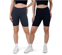 SES Pantalones de ciclismo para mujer, algodón, paquete de 2 unidades, 32-34 hasta 56-58, 100% algodón, pantalones cortos para mujer, ajuste perfecto y comodidad, Negro/Antracita Heather, 42-44