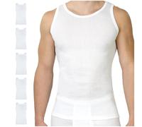 SES Paquete de 5 camisetas interiores de doble canalé para hombre, 100% algodón, con ajuste ceñido al cuerpo, Blanco, S