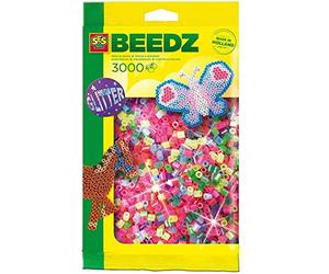SES Paquete de mezcla de 3000 cuentas para planchar con brillantina para niños, multicolor (00774) , color/modelo surtido