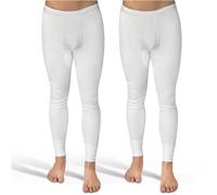 SES Ropa interior larga para hombre, paquete de 2 unidades, con bragueta y cintura suave, hecha de 100 % algodón, blanco, XXL