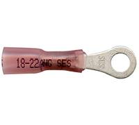 SES - Terminales selladas para conector de anillo de cuello largo # 10, color rojo 22-18 AWG con revestimiento adhesivo de sellado Krimpa-Seal, termorretráctil, diseño de monstruos
