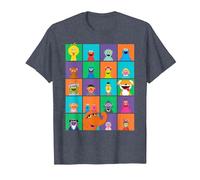 Sesame Street Character Squares Camiseta, Hombre, Azul Jaspeado, 5XL