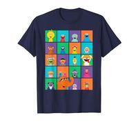 Sesame Street Character Squares Camiseta, Hombre, Azul Marino, XL