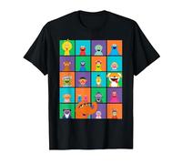Sesame Street Character Squares Camiseta, Hombre, Negro, 6XL