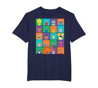 Sesame Street Character Squares Camiseta, Hombre Tallas Grandes, Azul Marino, 2X Alto