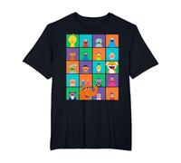 Sesame Street Character Squares Camiseta, Hombre Tallas Grandes, Negro, 2X Alto