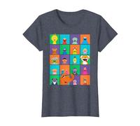 Sesame Street Character Squares Camiseta, Mujer, Azul Jaspeado, XL