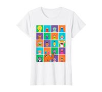 Sesame Street Character Squares Camiseta, Mujer, Blanco, 3XL