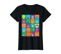 Sesame Street Character Squares Camiseta, Mujer, Negro, XL