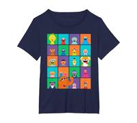 Sesame Street Character Squares Camiseta, Mujer Tallas Grandes, Azul Marino, 3XL Grande