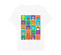 Sesame Street Character Squares Camiseta, Mujer Tallas Grandes, Blanco, 6XL Grande