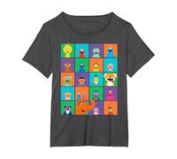 Sesame Street Character Squares Camiseta, Mujer Tallas Grandes, Jaspeado Oscuro, 2XL Grande