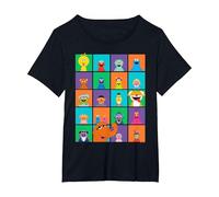 Sesame Street Character Squares Camiseta, Mujer Tallas Grandes, Negro, 5XL Grande