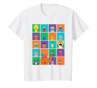 Sesame Street Character Squares Camiseta, Niños, Blanco, 10 años