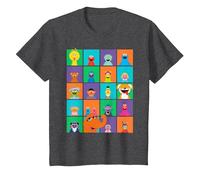 Sesame Street Character Squares Camiseta, Niños, Jaspeado Oscuro, 3 años