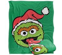 Sesame Street Christmas Santa Hat Oscar The Grouch Face Manta súper Suave con Tacto Sedoso - 152 x 127 cm