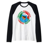 Sesame Street - Comprobador de Galletas de Navidad con diseño de Barrio Sésamo Camiseta Manga Raglan