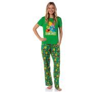 Sesame Street - Conjunto de pijama para mujer con estampado desgastado de Elmo y sus amigos Cookie Monster, Verde, XL