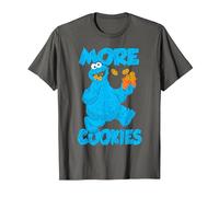 Sesame Street Cookie Monster More Cookies Camiseta, Hombre, Asfalto, 3XL