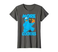 Sesame Street Cookie Monster More Cookies Camiseta, Mujer, Asfalto, S