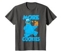 Sesame Street Cookie Monster More Cookies Camiseta, Niños, Asfalto, 3 años