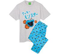Sesame Street Cookie Monster Pajamas Mens Muppet Camiseta y Pantalones PJS L