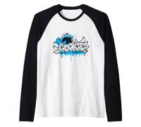 Sesame Street Cookie Monster Spray Paint Graffiti Tag Camiseta Manga Raglan