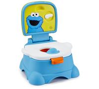 Sesame Street Cookie Monster Terrific - Silla de entrenamiento 3 en 1, asiento de inodoro y taburete de escalón, fácil de limpiar, mango empotrado de simulación, género neutro