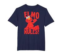 Sesame Street Elmo Rules Camiseta, Hombre Tallas Grandes, Azul Marino, 2X Alto