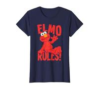 Sesame Street Elmo Rules Camiseta, Mujer, Azul Marino, S