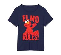 Sesame Street Elmo Rules Camiseta, Mujer Tallas Grandes, Azul Marino, 5XL Grande