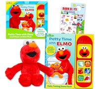 Sesame Street Figura de peluche y libro de sonidos, paquete con juguete de peluche Elmo y tiempo interactivo para ir al baño con libro de actividades Elmo más calcomanías, más para niños