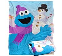 Sesame Street Furry Friends Forever Cookie Monster Snowman Kids Silky Touch Blanket, 152 x 127 cm