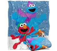 Sesame Street Furry Friends Forever Elmo Cookie Monster Snow Run Kids Silky Touch Blanket, 152 x 127 cm