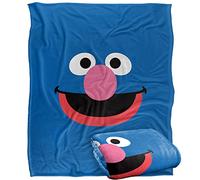 Sesame Street Grover Face Manta súper suave con tacto sedoso - 152 x 127 cm