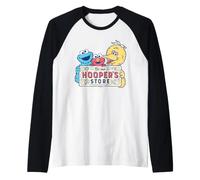 Sesame Street Hooper's Store Cookie Monster, Elmo, Big Bird Camiseta Manga Raglan