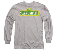 Sesame Street Logo Long Sleeve T Shirt, Athletic Heather Camiseta, Gris, XL Unisex Adulto