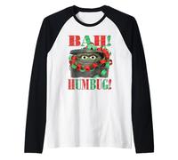 Sesame Street Oscar The Grouch Bah Humbug Christmas Camiseta Manga Raglan