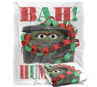 Sesame Street Oscar The Grouch Bah Humbug Christmas Manta súper Suave con Tacto Sedoso - 152 x 127 cm