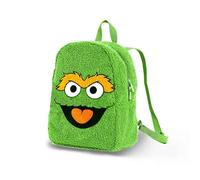 Sesame Street Oscar the Grouch Face - Mochila de felpa, verde, 22 x 27 cm, capacidad 7 L